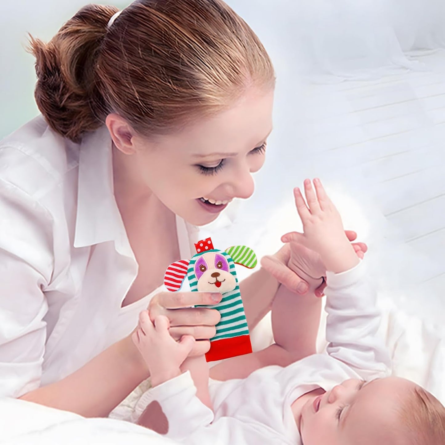 BLOOBLOOMAX Sock rattles for Babies 0-24 Months Baby Animal Foot Finder Educational Toys