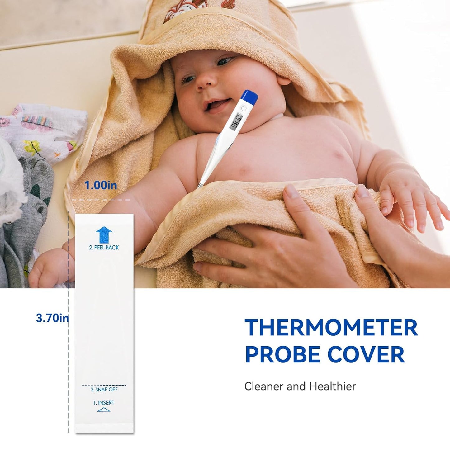 Berrcom Disposable Digital Thermometers Probe Covers Set of 100 Oral Rectal Thermometer Probe Cover Universal Thermometers Sleeves for Adult and Kids