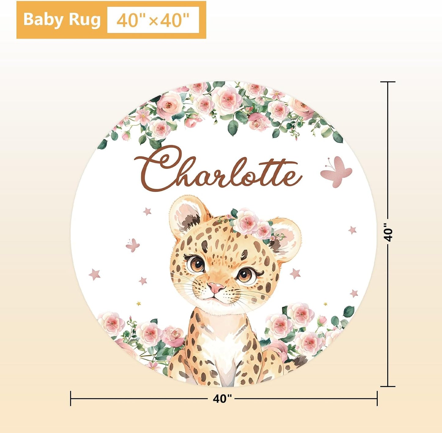 Custom Baby Crib Bedding Set, 5 Pcs Personalized Name Baby Crib Sets for Infant Toddler, Floral Leopard Nursery Bedding Set for Baby Girls, Double Layer Baby Bedding Sets Customized Gifts