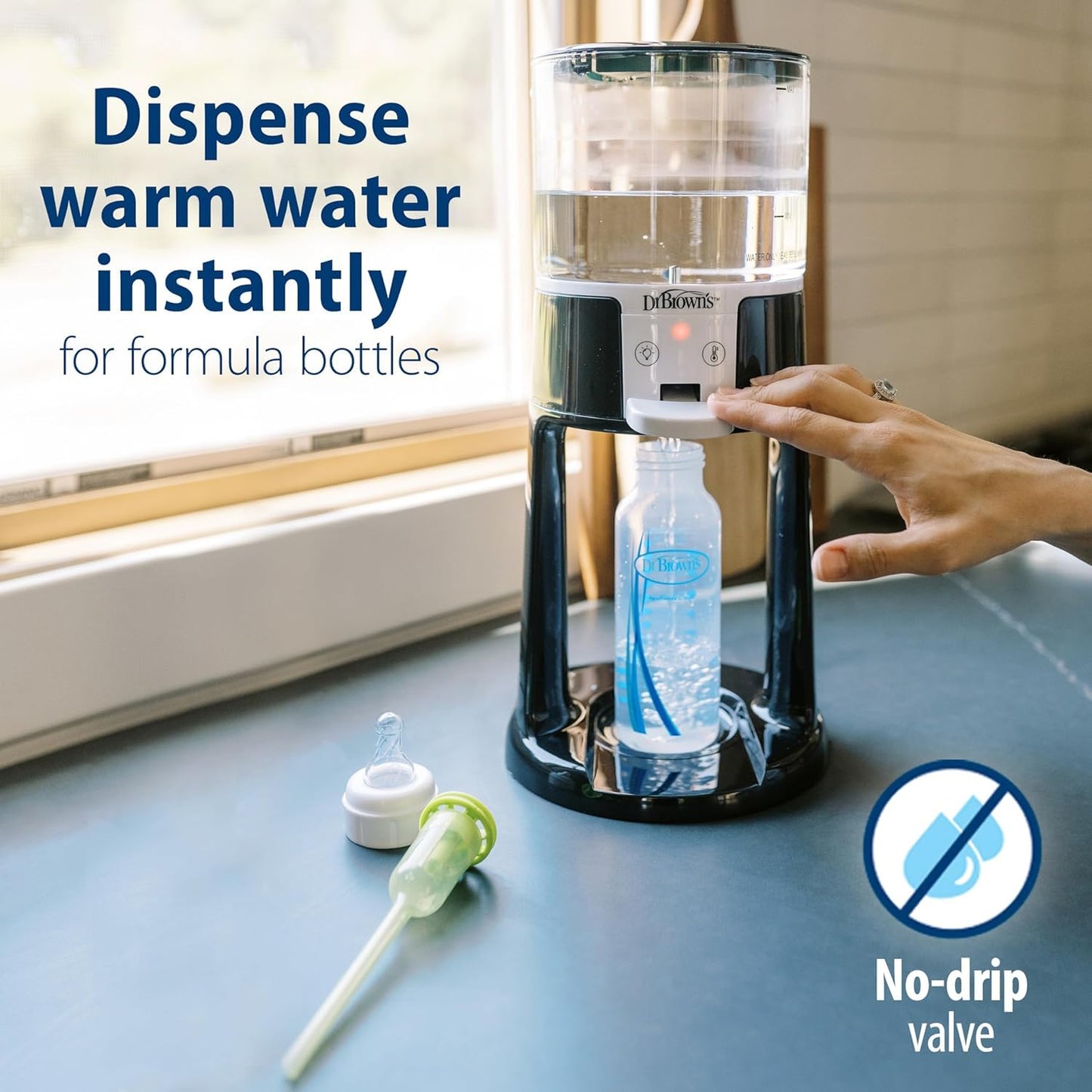 Dr. Brown's Insta-Prep Warm Water Dispenser with Baby Formula Dispenser, Gray