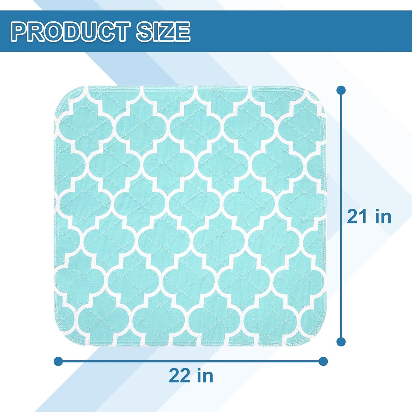 OUTCREATOR® Washable Bed Pads 21" x 22" (Pack of 2), Incontinence Mattress Protector, Anti-Slip Waterproof Underpads for Adults Kids Elderly Pets, Absorbency & Reusable Bedwetting Pads (Green)