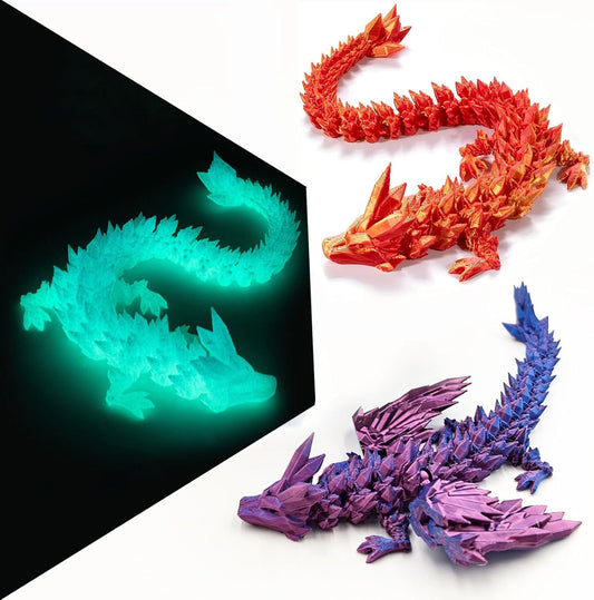 3D Printed Dragon with Wings, 3 Pack Mystery Dragon Fidget Toy, Mythical Pieces Articulated Luminous Dragon, Home Office Decor Executive Desk Toys