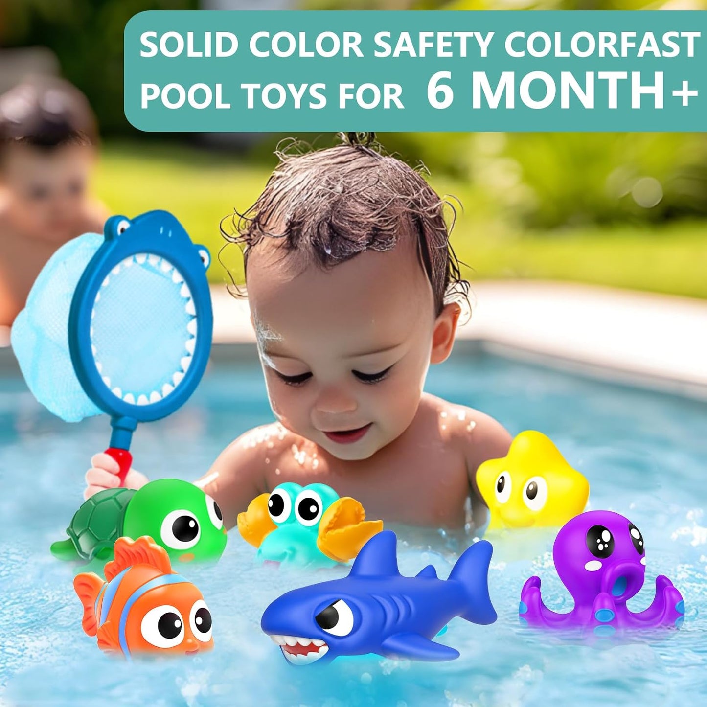 No Hole Mold Free Baby Bath Toys for Kids Ages 1-3,Water Toys for Babies and Toddlers,Ocean Animal Bath Toys for Bathtub,Shower,Beach, Pool,Water Table,Boys Girls Gifts with Storage Bag
