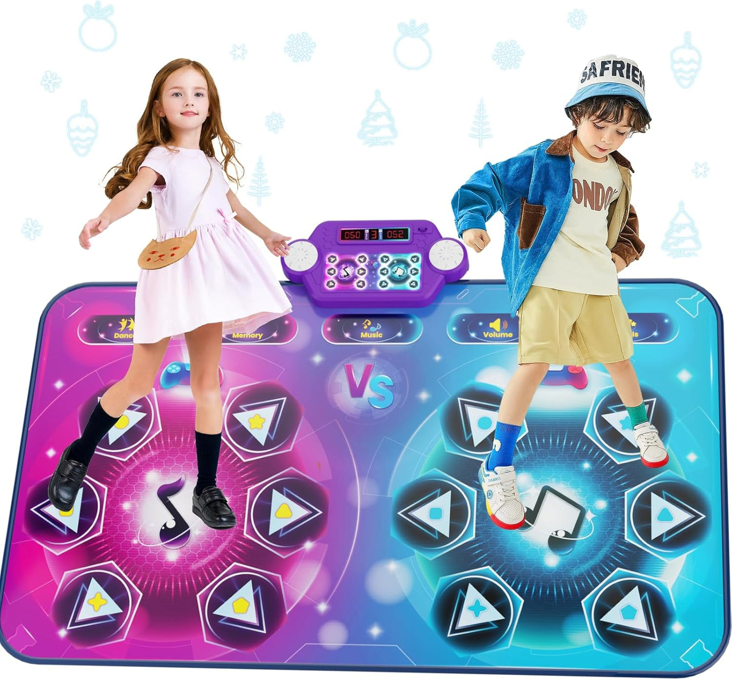 Rechargeable Dance Mat - Double User Play Mat with Extra Large Size (59*38 in), Dancing Music, Challenge Game, Piano Mode, LED Lights, Christmas Birthday Gift for Kids Girls Boys 3-12 Year Old