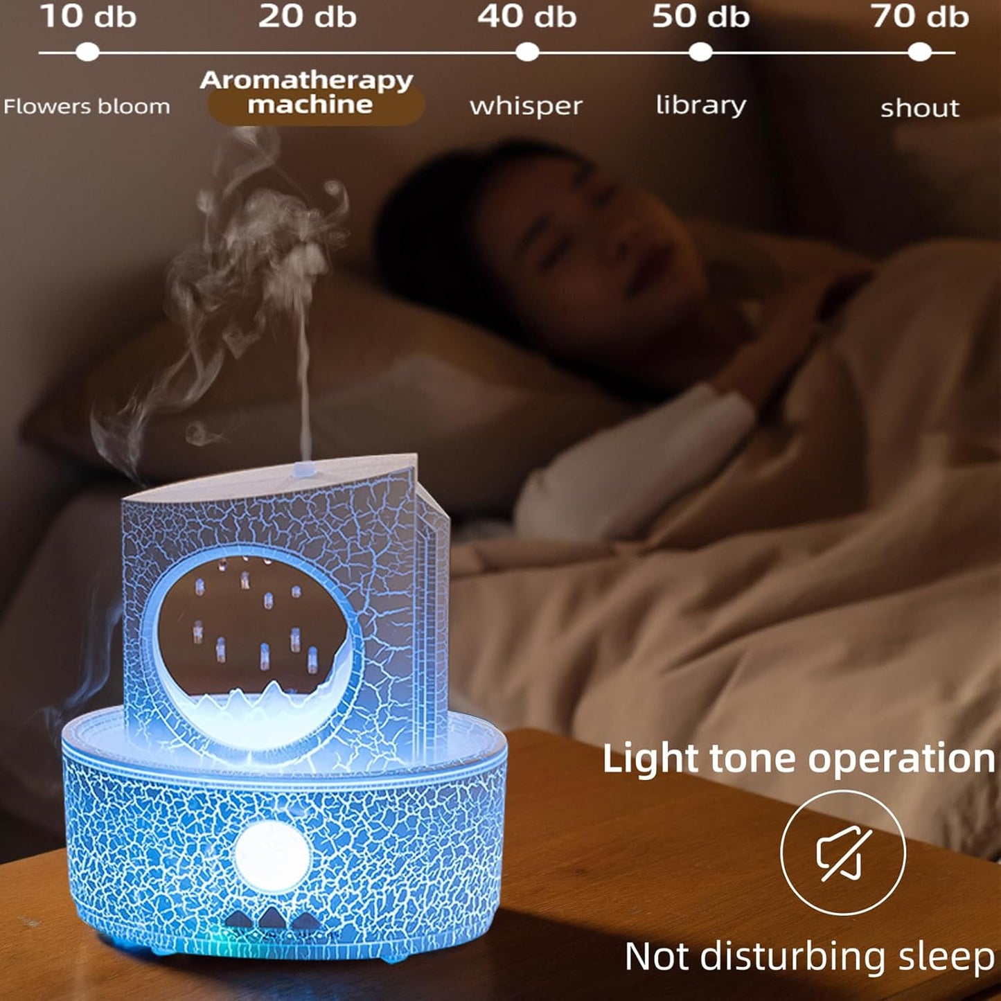 Raindrop Humidifiers for Bedroom,300ML Ultrasonic Small Humidifier, Aromatherapy Essential Oil Vaporizer, Essential Oil Diffuser with Atmosphere Light,Suitable for Bedroom, Hotel,Gym,Yoga Room