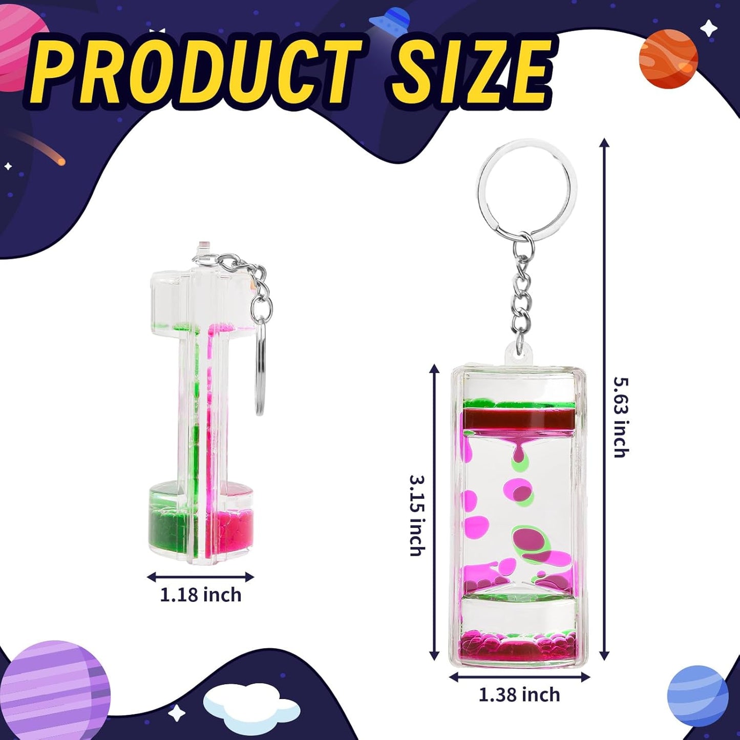 Eye-Catching Sensory Liquid Motion Bubbler Keychain Set of 4 Colorful Bubblers - Ultimate Stress Relief Toys and Fun Party Favors for Kids of All Ages