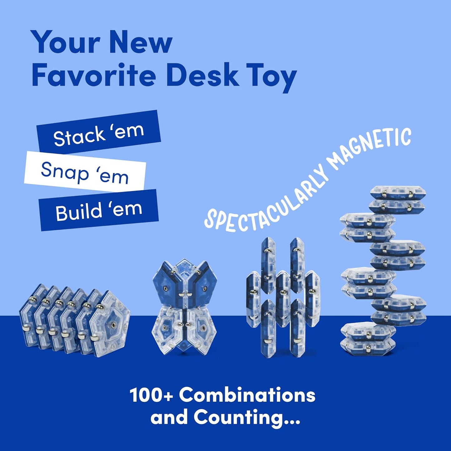 Speks Geode Sphere Magnetic Fidget Toy for Adults | Quiet Adult Sensory Toy for Stress Relief & Anxiety, Office Desk Toy & Top Gadget Gift Idea | Cobalt, 12-Piece Set