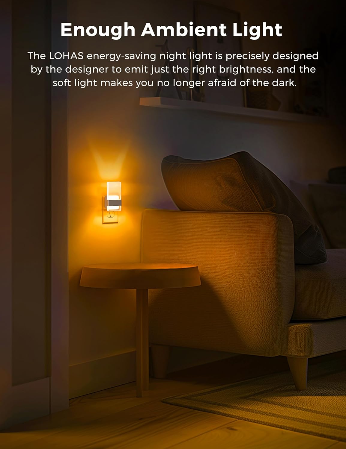 L LOHAS LED Night Light, Amber Night Lights Plug Into Wall, Dusk-to-Dawn Sensor Decorative Night Light, 0-100LM Dimmable Nightlights, Wall Sconce-Style Acrylic Nitelight for Bathroom, Hallway,Gift