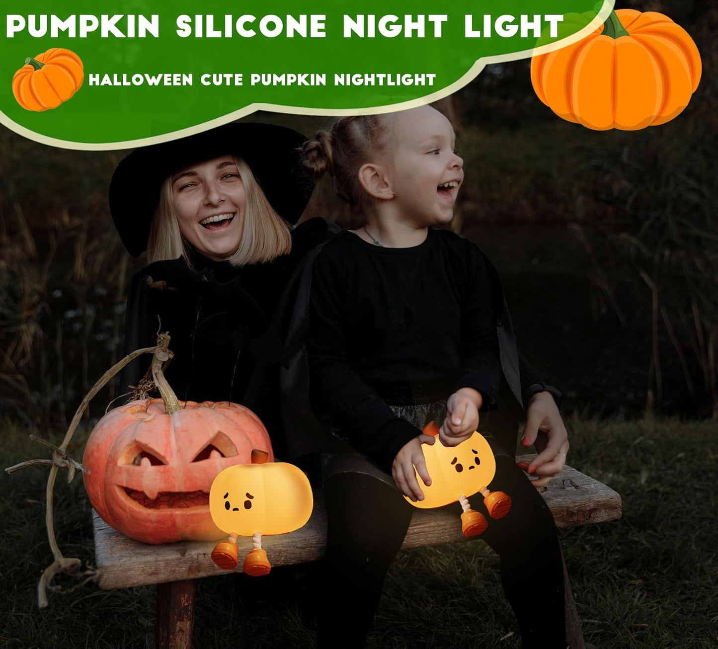 DREAMING MY DREAM Cute Pumpkin Lamp,Halloween Decor Night Light Silicone LED Lamp Rechargeable Bedside Touch Lamp,Nursery Pumpkin nightlight for Kids,Breastfeeding for Baby