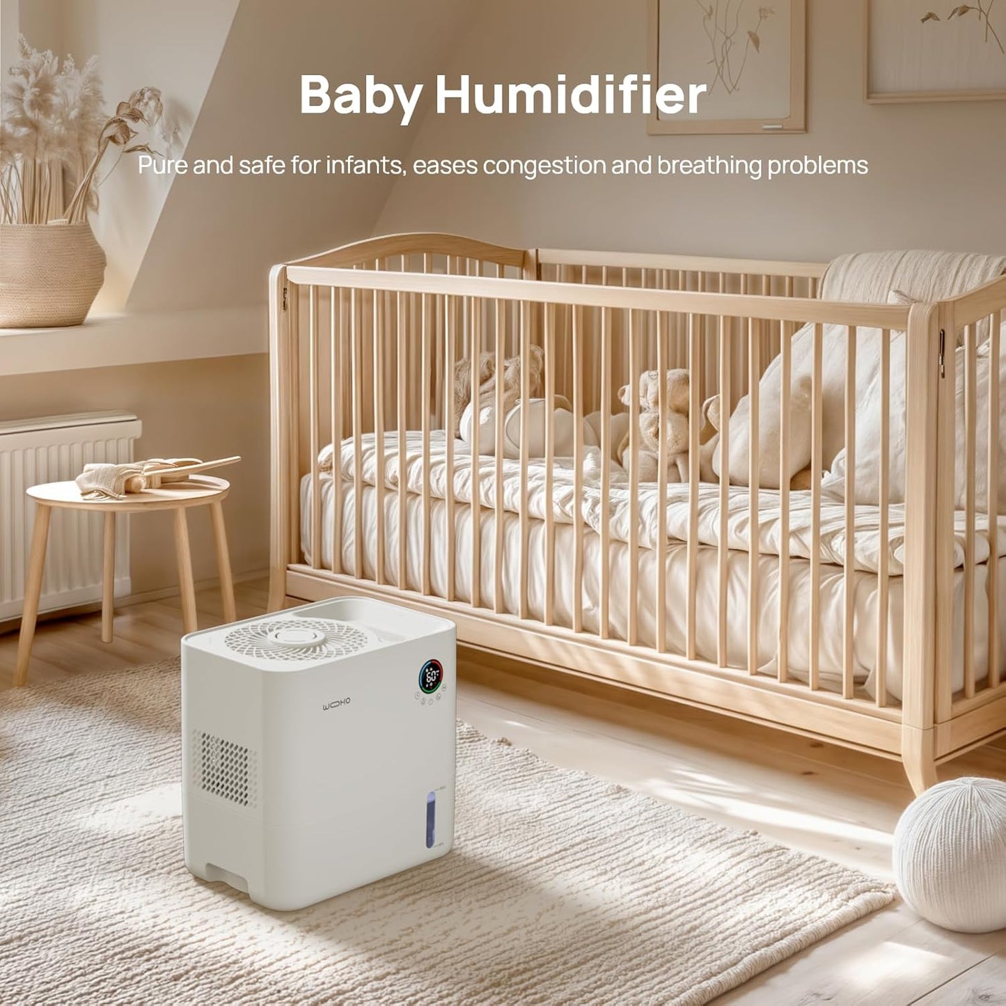 Evaporative Humidifier for Bedroom, 5L Quiet No Mist Humidifier With Aroma Diffuser, 14H Timer, Top-Fill, 5 Speed, No White Dust, Easy to Clean, for Baby, Nursery, Home & Office