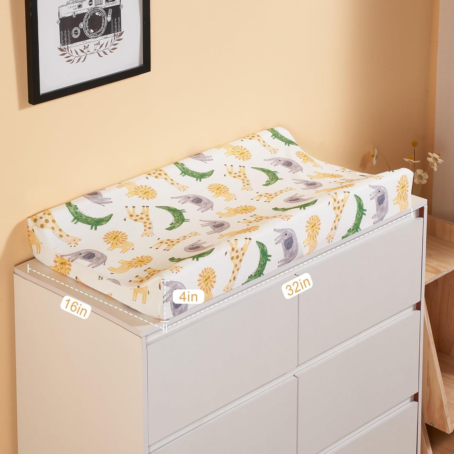 TILLYOU Baby Changing Pad Cover, Changing Table Cover for Girls Boys, Ultra Soft Breathable, 2 Pack African Steppe & Grey