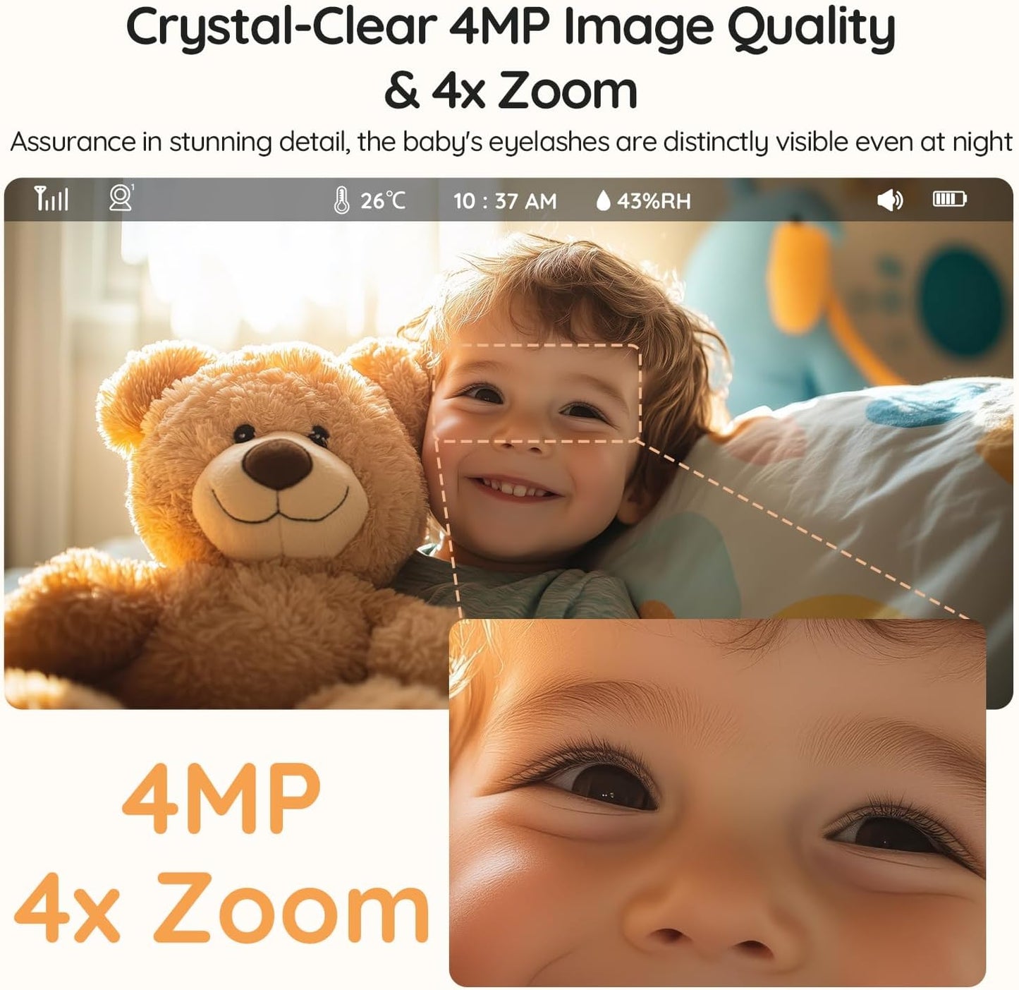 BOIFUN 5.5" AI 4MP Baby Monitor Pro Max: App (Wi-Fi) and Monitor (No Wi-Fi) Control, Upgrade AI Detection (Tummy Sleeping & Face Area), Colorful Night Light, 360° Camera, Motion & Sound Detection