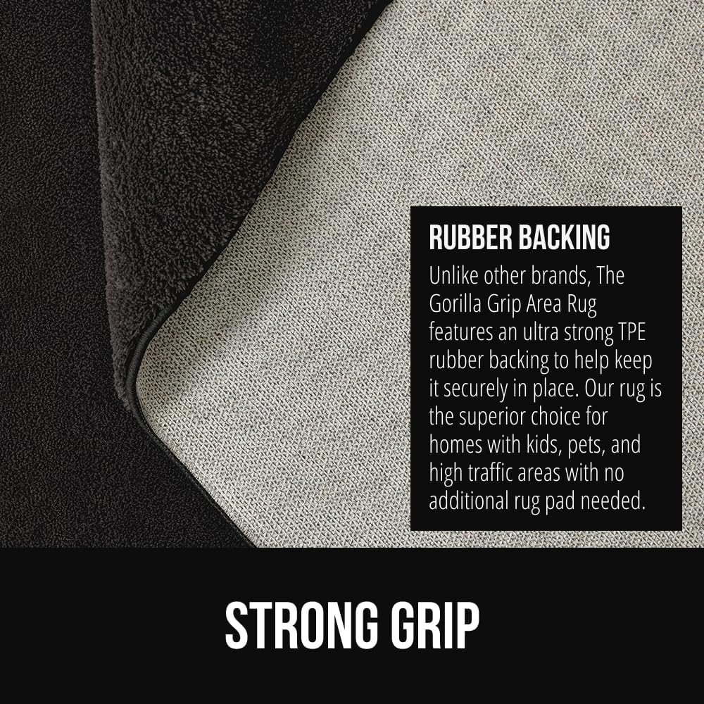 GORILLA GRIP Ultra Soft Washable Area Rug, Stain and Slip Resistant Plush Thick Carpet for Bedroom Living Room, No Shed Floor Rugs, Pet Friendly, Dorm Essentials, Kids Nursery Home Decor, 2x3, Black