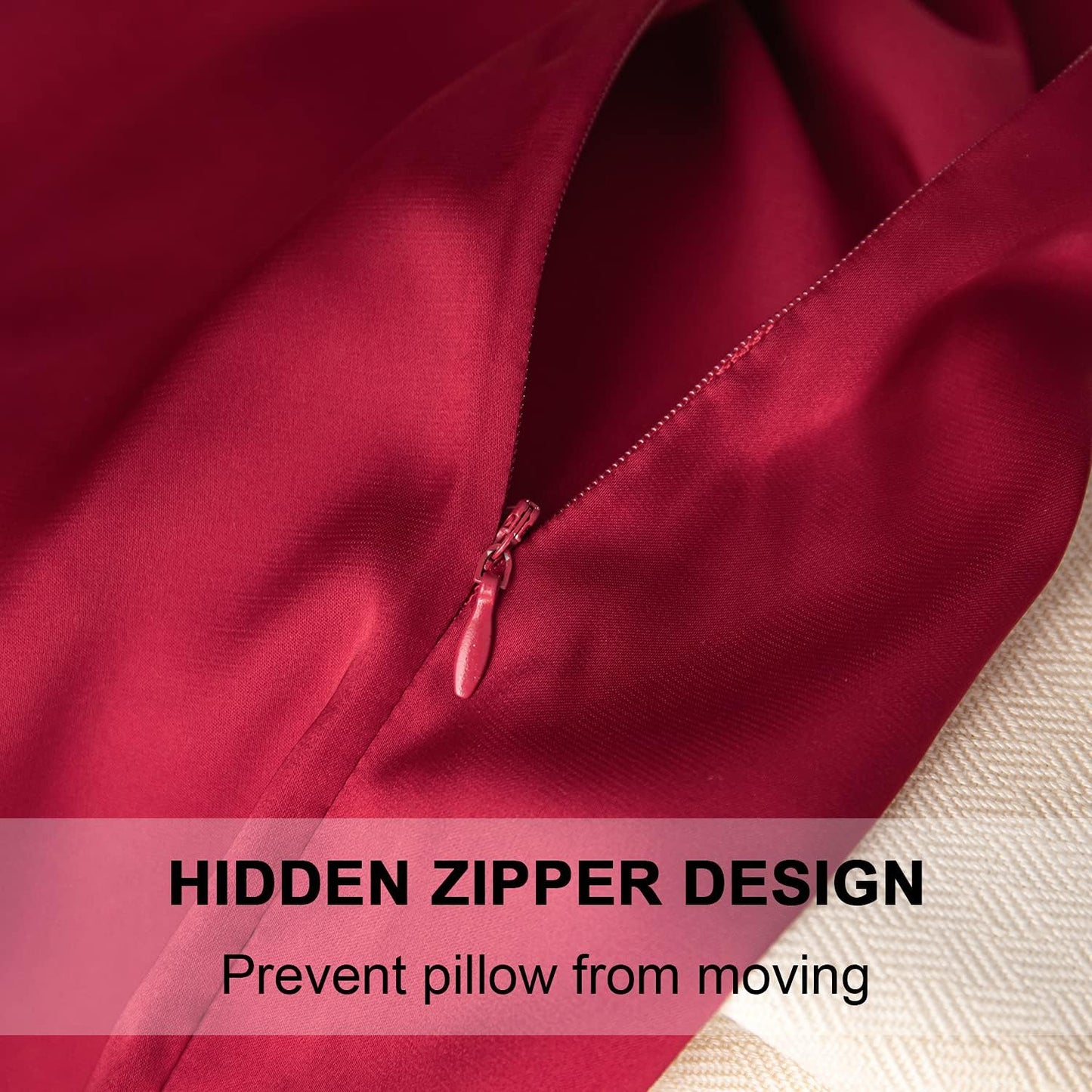 Mulberry Silk Pillowcase for Hair and Skin,Standard Size Cooling Silk Pillow Case with Hidden Zipper,Allergen Proof Dual Sides Soft Breathable Smooth Silk Pillow Cover for Women(Standard,Dark Red)