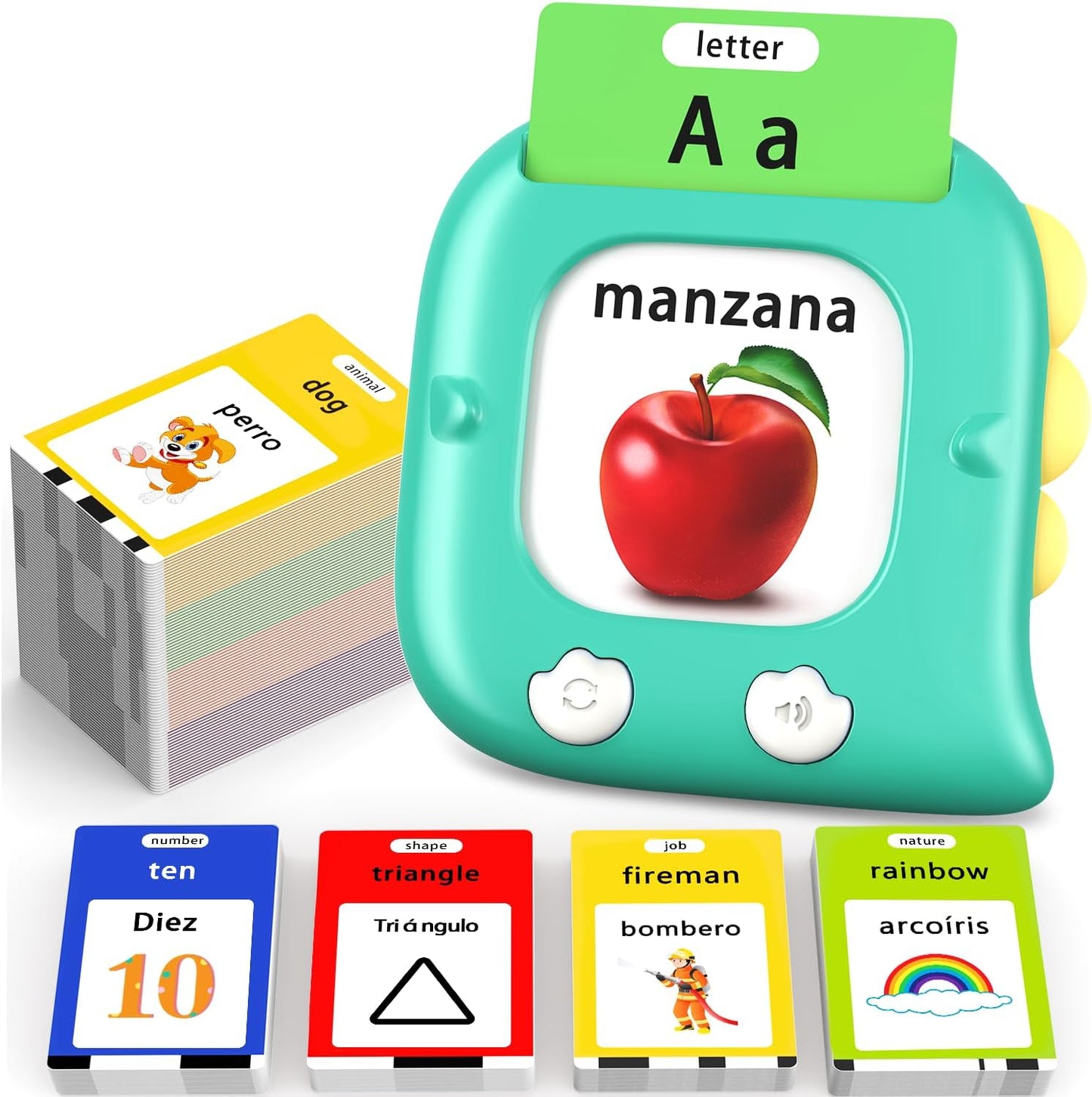 Kidzdo Talking Flashcards for Toddlers, 520 Bilingual English Sight Words Educational Learning Toy, Birthday Xmas Gift for Kids 2-6, Pocket Speech Therapy Toys