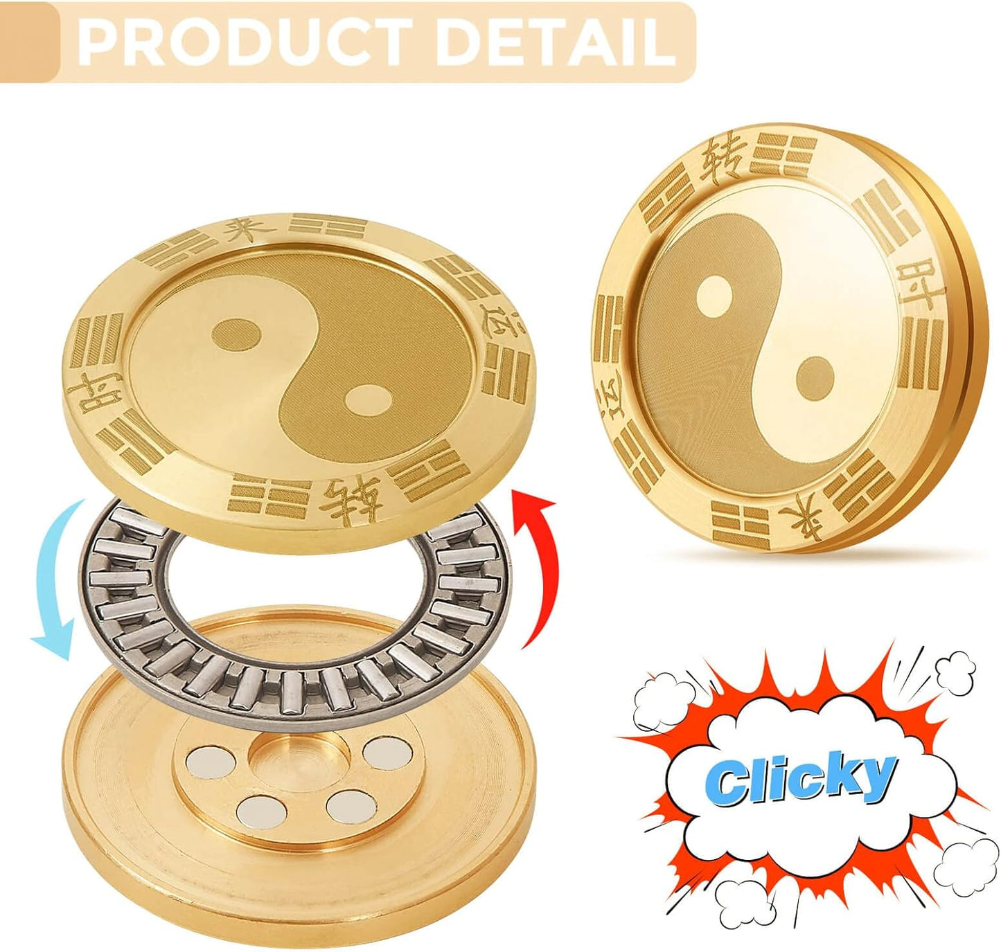 Metal Fidget Slider Coin Toys, Metal Lucky Coin Tai Chi Spinner Slider EDC Toys for Adults, Magnetic Fidget Desk Toys,Clicker HapticToys, Every Dog Has His Day Bring Money Make a Fortune