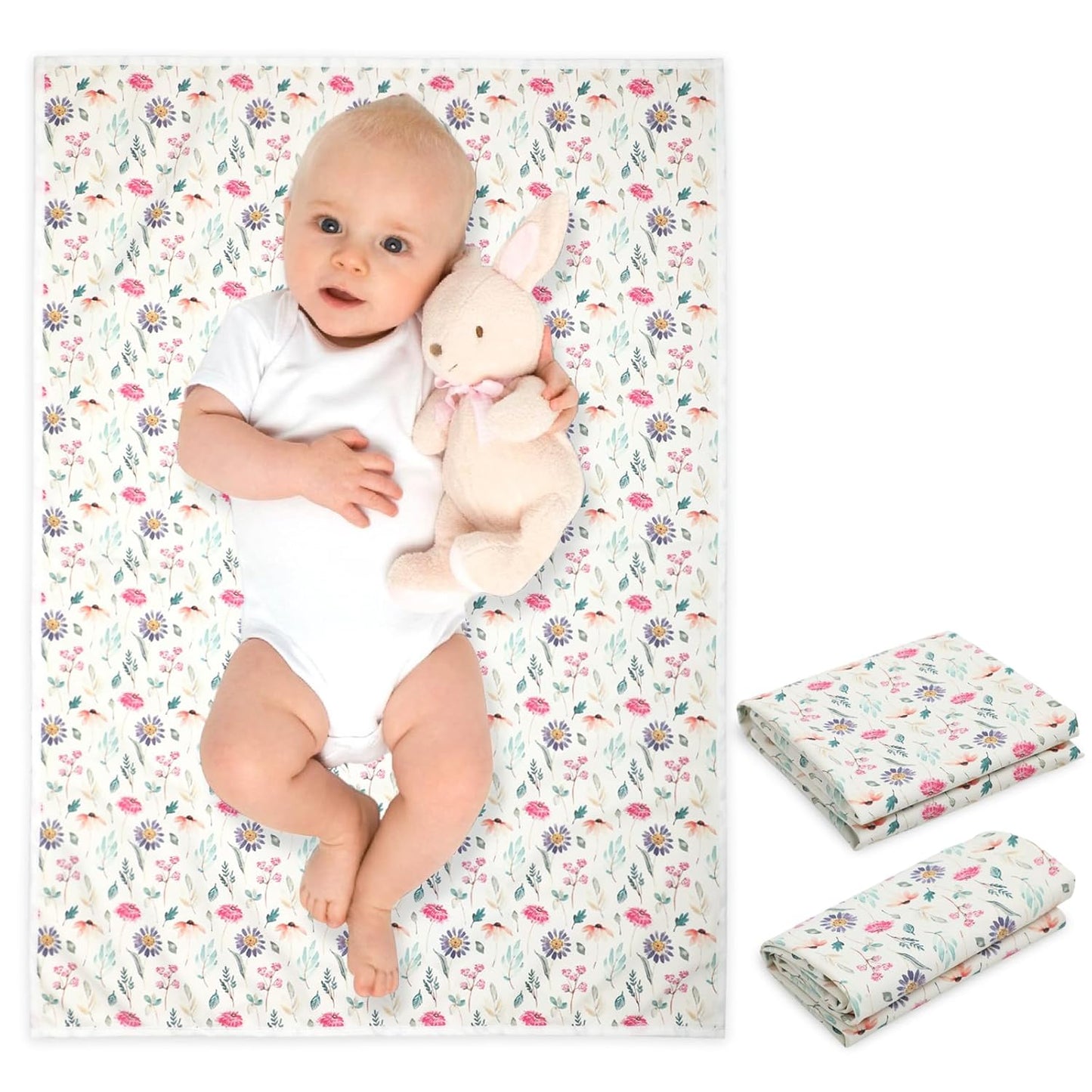 Vegan Leather Baby Changing Mat - Wipeable Portable Changing Pad, Foldable Travel Changing Mat for Baby, Newborns Toddlers Shower Gifts (Colorful Floral,20"*28")