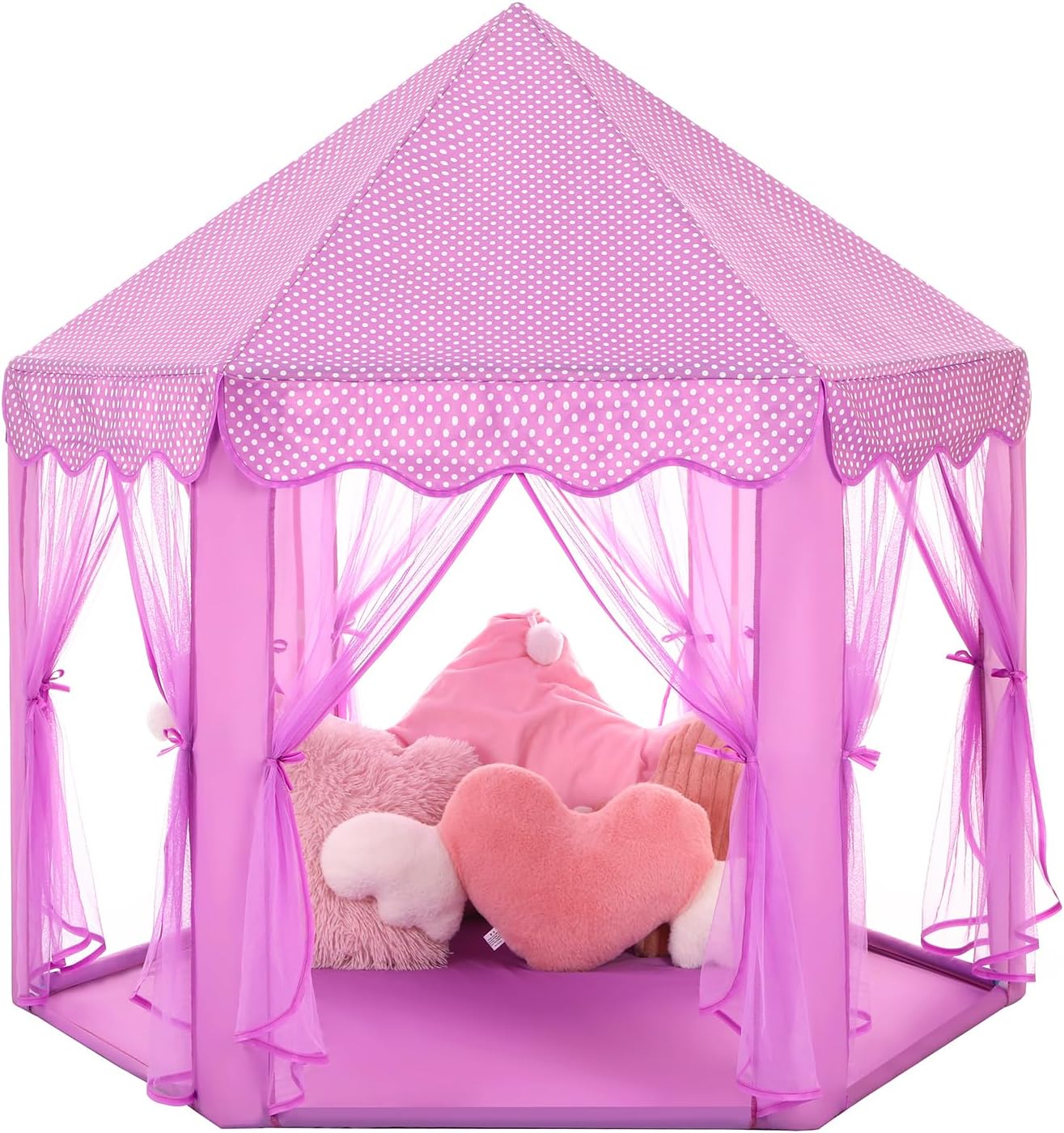 Monobeach Princess Tent Girls Large Playhouse Kids Castle Play Tent with Star Lights Gift Toy for Children Indoor and Outdoor Games, 55'' x 53'' (DxH) (Purple)