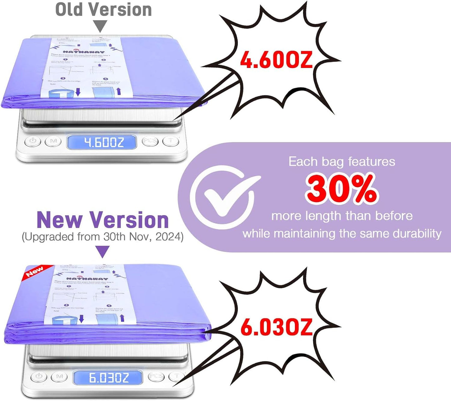 Refills Compatible with Dekor Classic, 30% Extra Length Diaper Pail Refills 8 Pack Diaper Pail Liners Lavender Scent