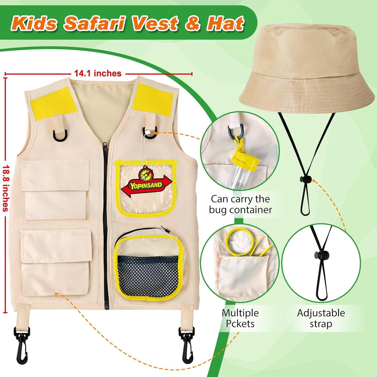 Kids Explorer Kit & Bug Catcher Kit, Kids Camping Gear for Kids, Outdoor Exploration Set with Vest & Hat, Ideal Outdoor Camping Adventure Toys for Ages 3 4 5 6 7 8 Boys Girls