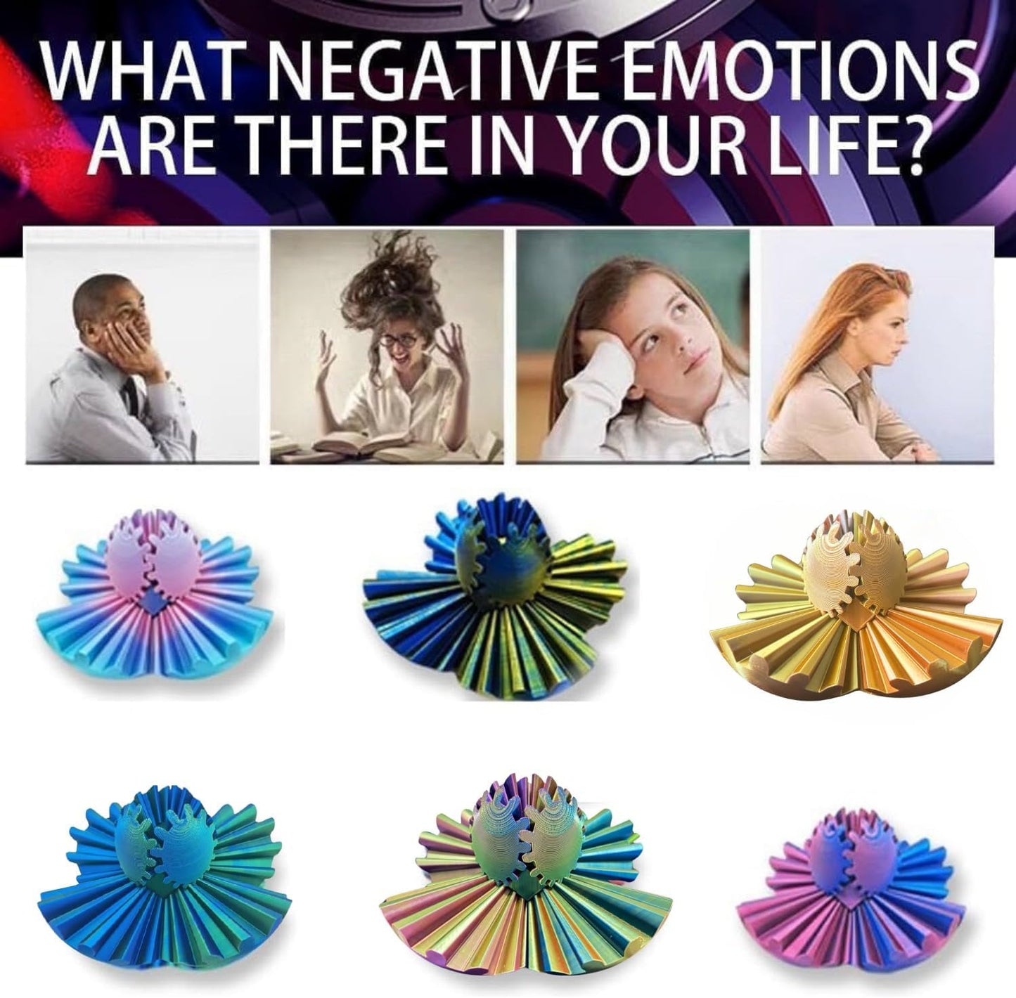 GearSphere 4.2in 3D Printed Gear Sphere Spin Ball Cube Fidget Toy, Stress Ball, Desk Toy for Anxiety Relaxing (Laser Blue Gold)