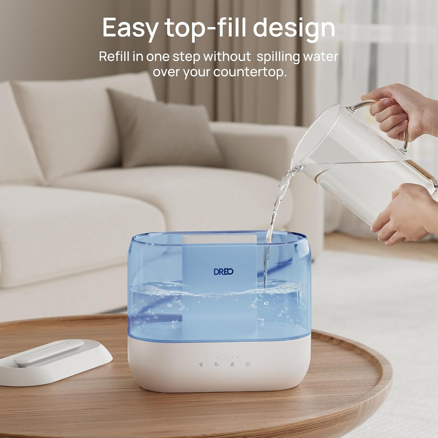 Dreo Humidifiers for Bedroom, Top Fill 4L Supersized Cool Mist Humidifier with Oil Diffuser and Nightlight, 36H Runtime, Quiet Ultrasonic Humidifiers for Home, Large Room, Baby Nursery and Plants