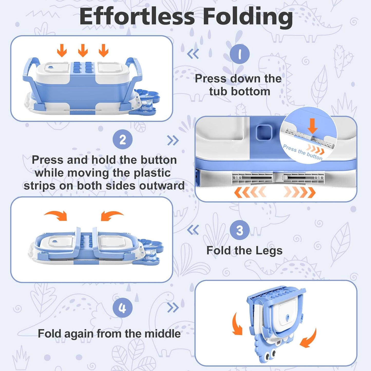 MoreFeel Collapsible Baby Bathtub for Newborn with Thermometer & 1 Hooded Towel & 1 Soft Floating Cushion,Portable Travel Bathtub with Drain Hole, Durable Foldable Baby Tubs for Infants to Toddler