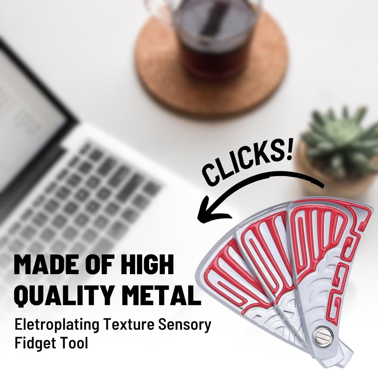 Metal Fidget Toys for Adults, Chinese Style Folding Fan Design Magnet Fidget Slider Haptic Slider EDC, ADHD Tool Anxiety and Stress Relief Toys, Birthday Gifts for Men (Red)…