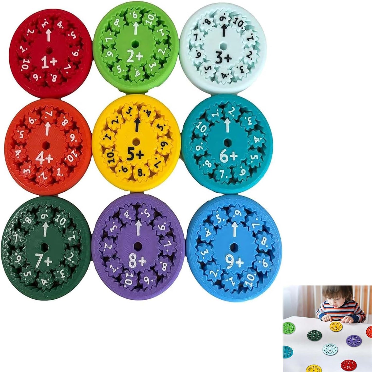 Math Fidget Spinners, Math Fidget Toy, Math Fidget, Math Spinners Learn Addition and Subtraction，Math Fact Fidget Spinners Learning & Education Toys Game (9pcs).