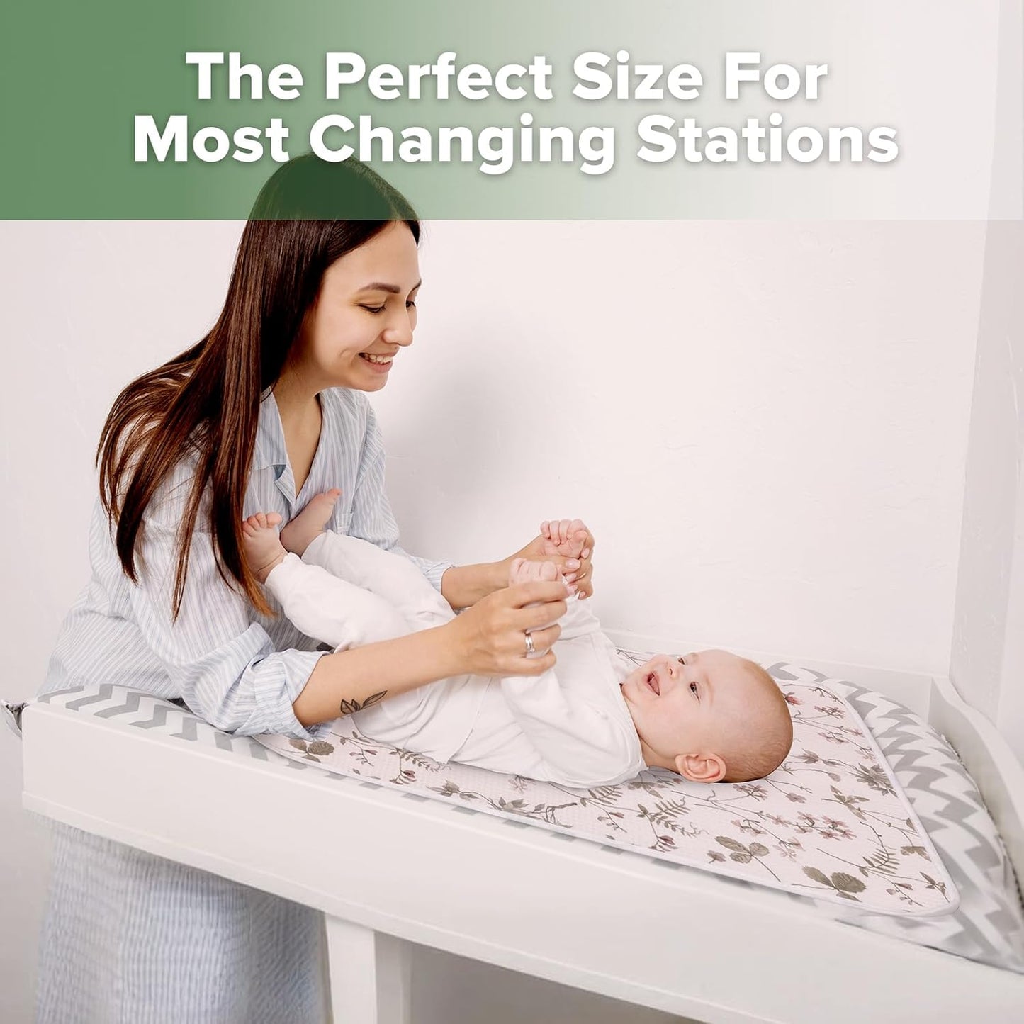 haakaa Waterproof Changing Pad Liners, 100% Cotton, Soft & Breathable (1pc, 19.5" x 27.5" Vintage Garden)
