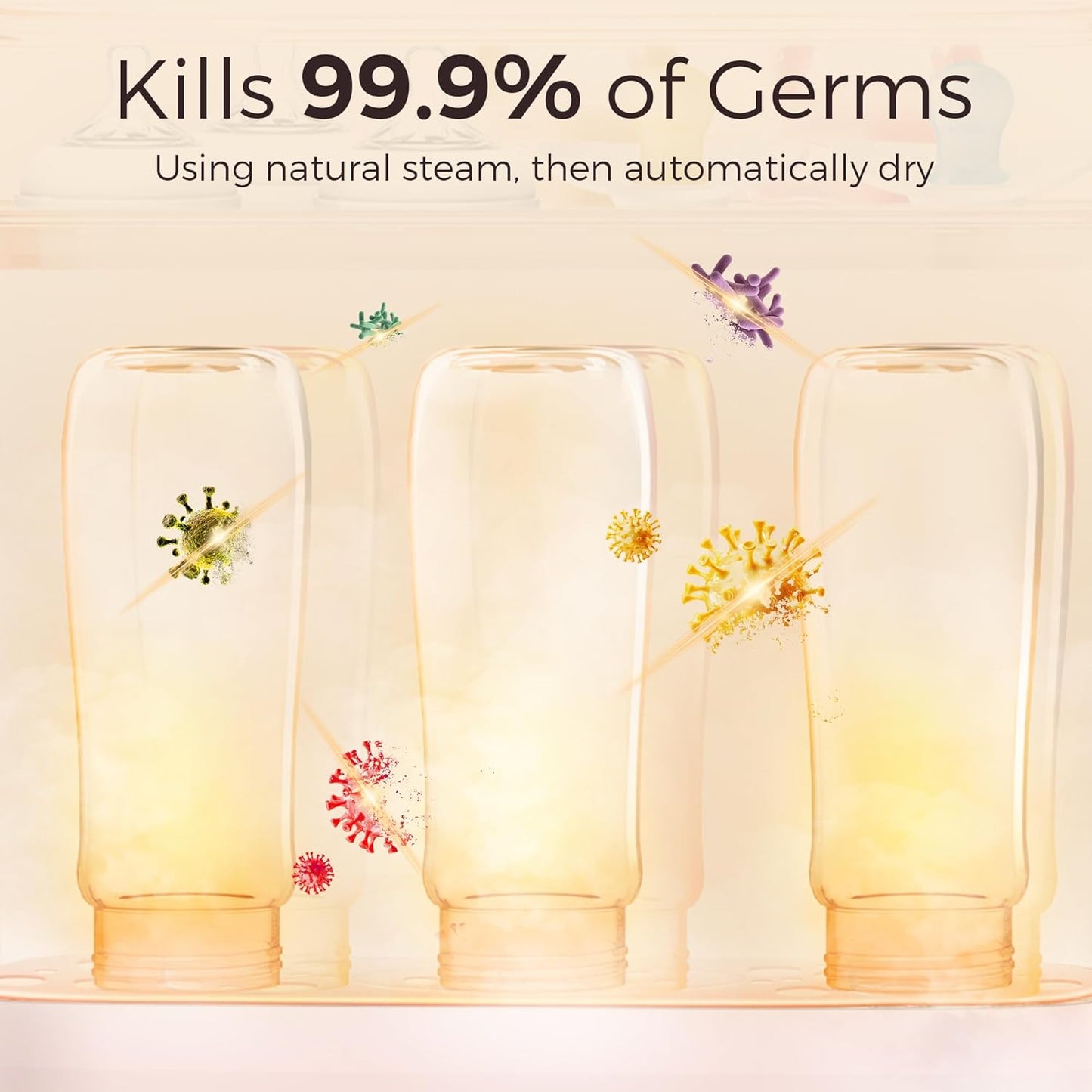 Bottle Sterilizer and Dryer, All-in-One Electric Steam Sterilizer Bottle Sanitizer for Baby Bottles, Pump Parts Accessories Newborn Essential Bottle Warmer for Breastmilk & Thaw (Pink)