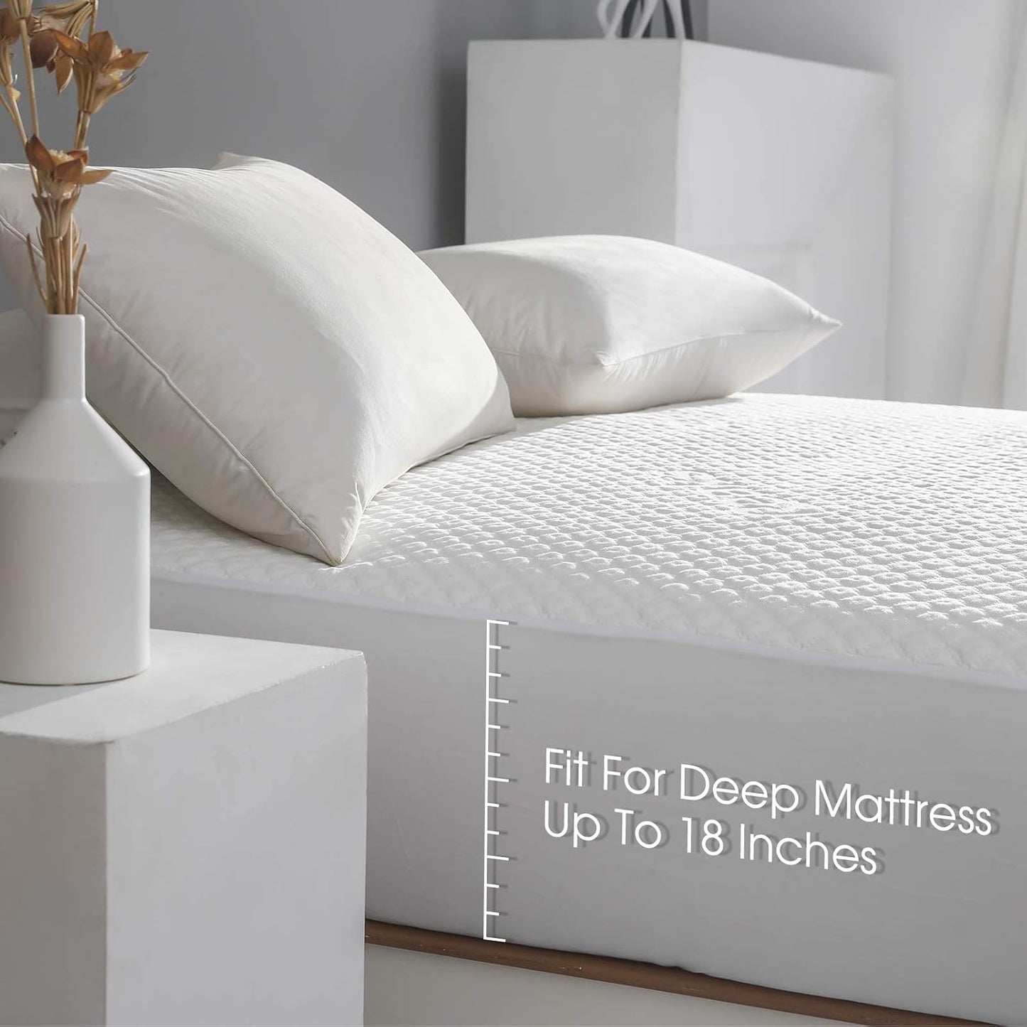 California King Size Waterproof Mattress Protector Fitted Mattress Pad Cover with Deep Pocket Up to 18''