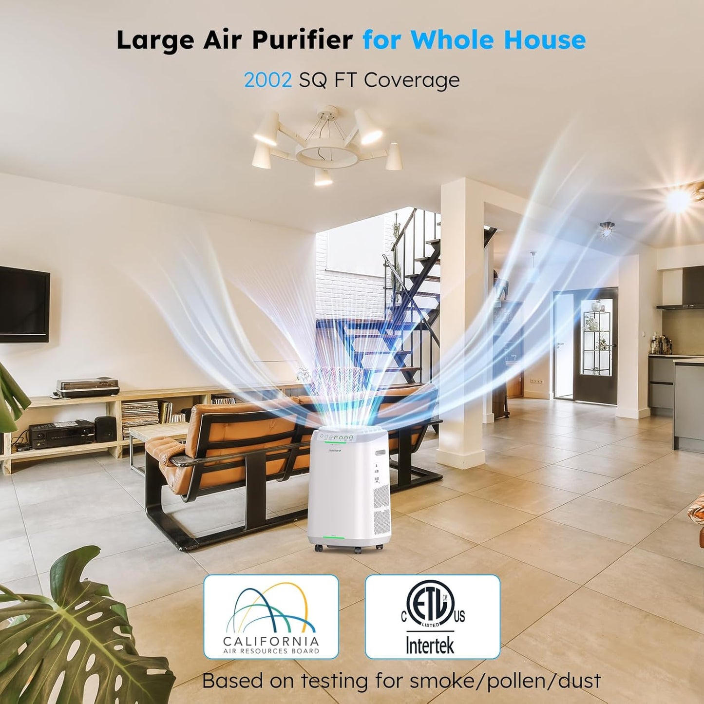 Nuwave OxyPure ZERO Air Purifier for Home Large Rooms Up to 2,002 Sq Ft 100% Particle Removal to 0.1 Micron, Dual 4-Stage Filtration, Adjustable Airflow, Smart Air Cleaner Washable & Reusable Filter