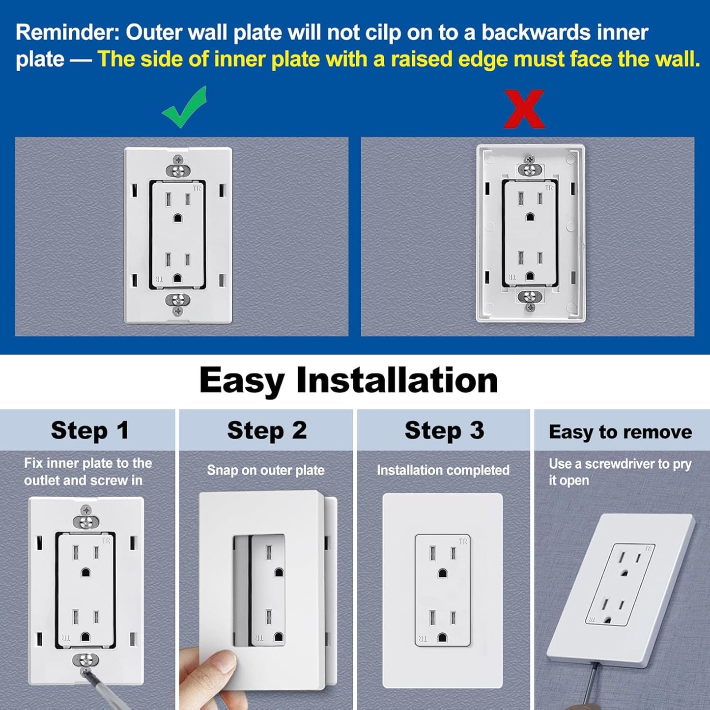 CML Matte White 1-Gang Screwless Decorative Wall Plates, 40 Pack Decorator Light Switch Covers, Standard Size 2.91” X 4.68”, Scratch and Impact Resistant, Polycarbonate