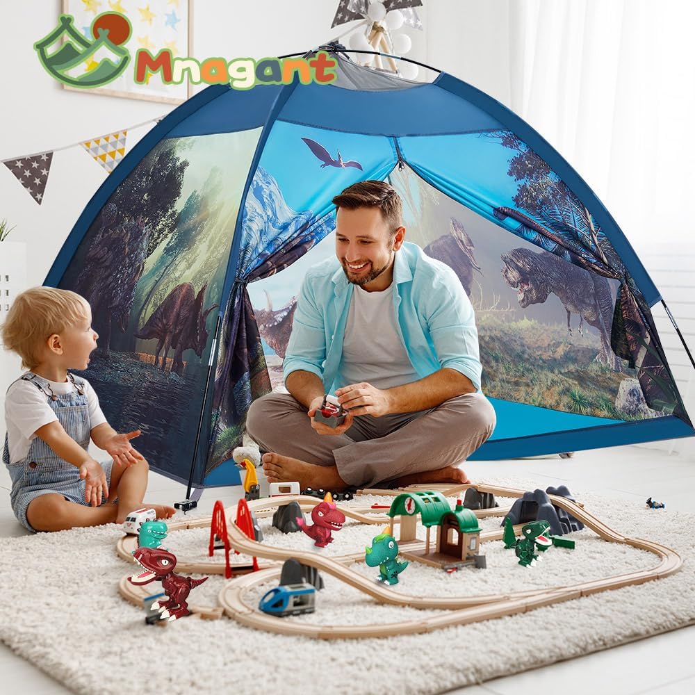 Dinosaur Kids Play Tent-61”x61”x45”Realistic Dinosaur Kids Tent Indoor & Outdoor, Pop Up Play House for Kid, Boys & Girls Age 3-12