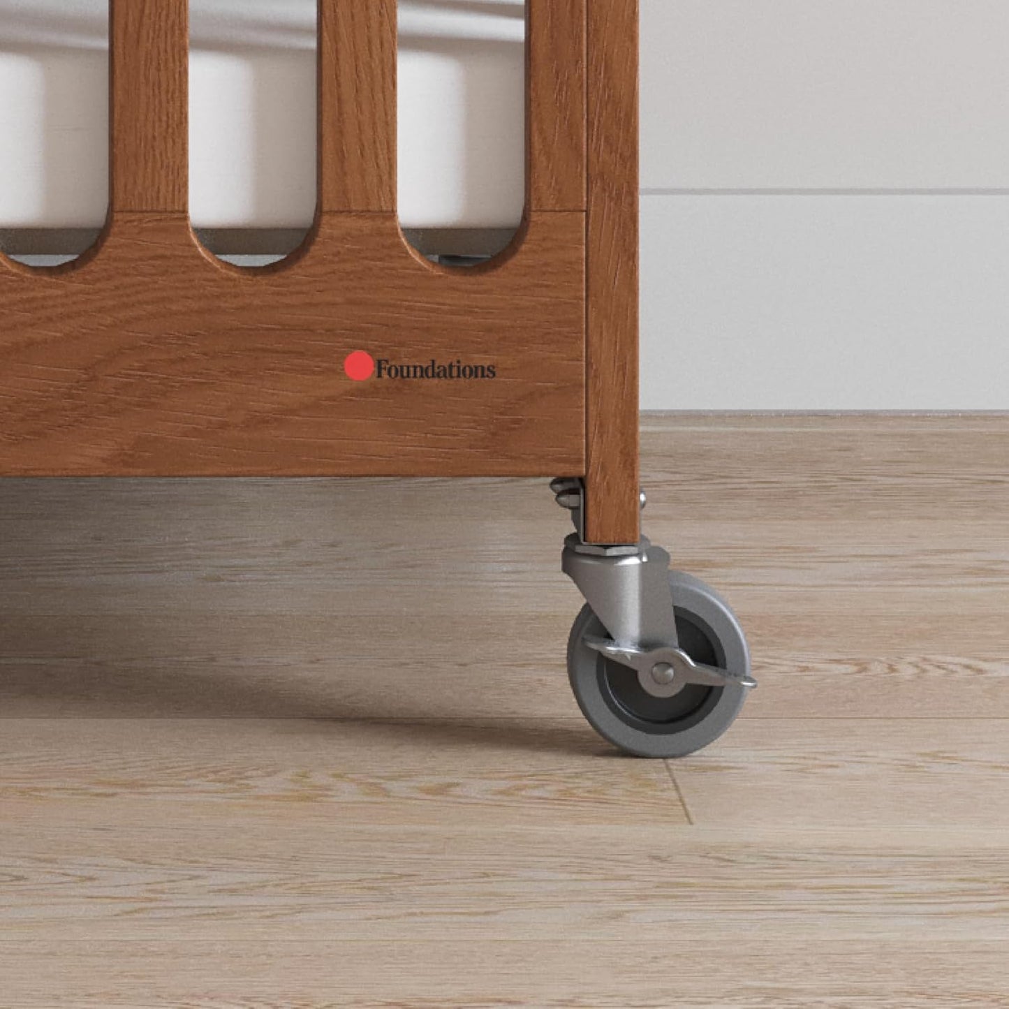 Foundations Boutique Folding Mini Baby Crib - Compact, Portable, Wooden Hotel Crib, Foldable Compact Cribs for Baby & Toddlers - Includes 3" Foam Mattress - Cherry