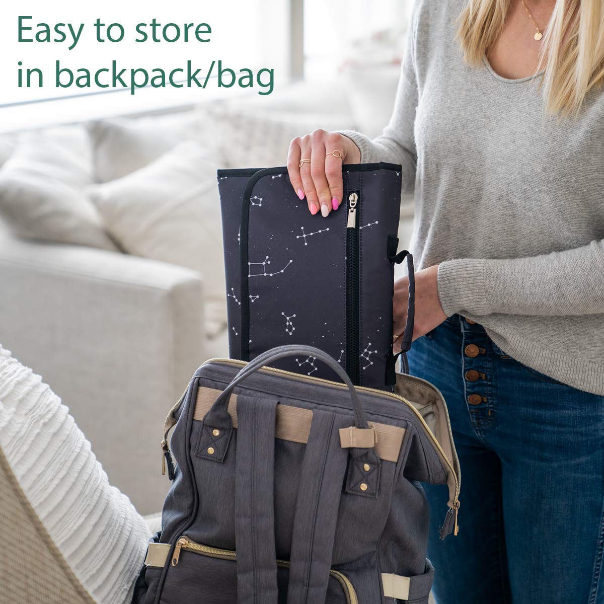 Portable Changing Pad - Waterproof Travel Baby Diaper Changing Pad, Mat Foldable, Wipes Pocket, Gifts