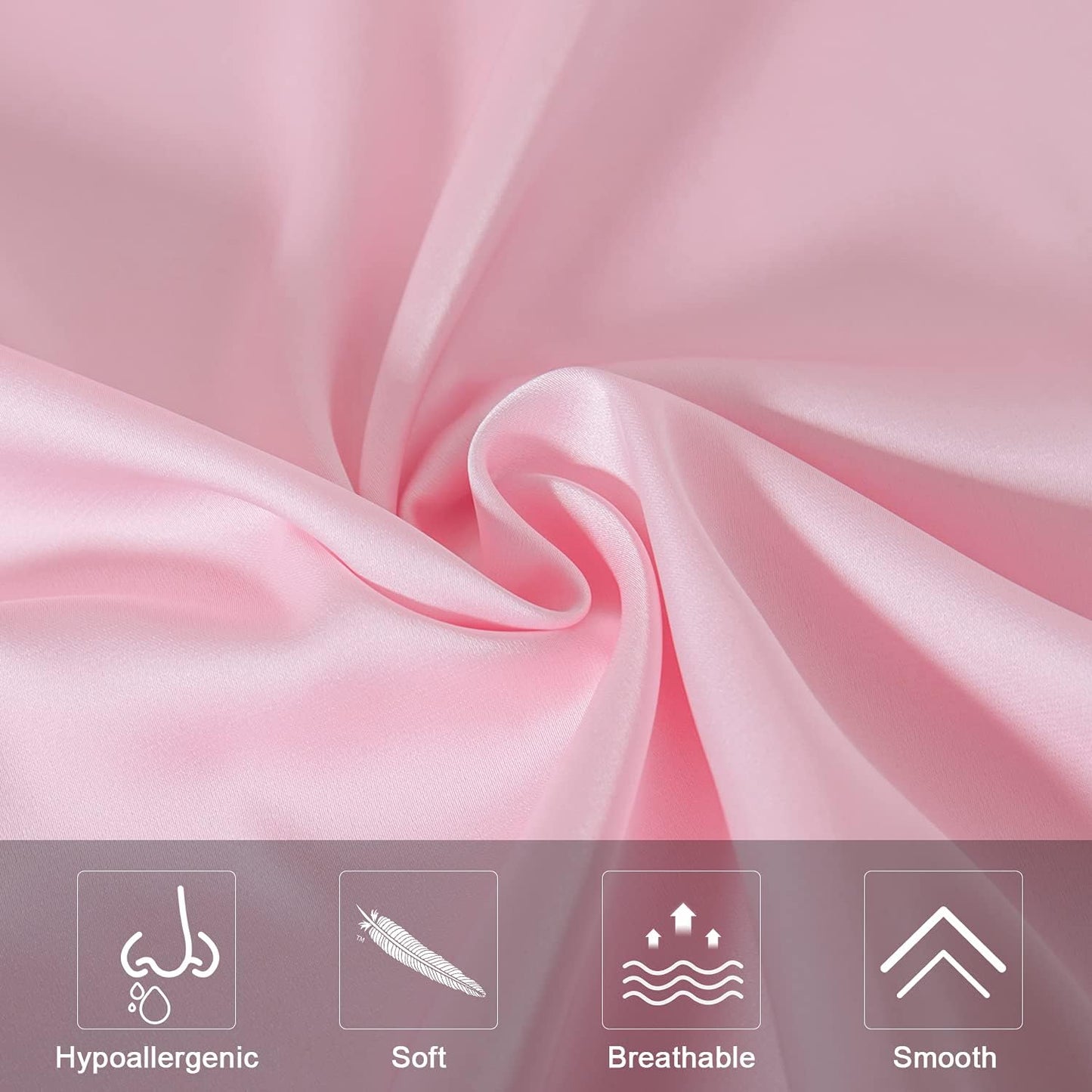 Mulberry Silk Pillowcase for Hair and Skin,Standard Size Cooling Silk Pillow Case with Hidden Zipper,Allergen Proof Dual Sides Soft Breathable Smooth Silk Pillow Cover for Women(Queen,Pink)