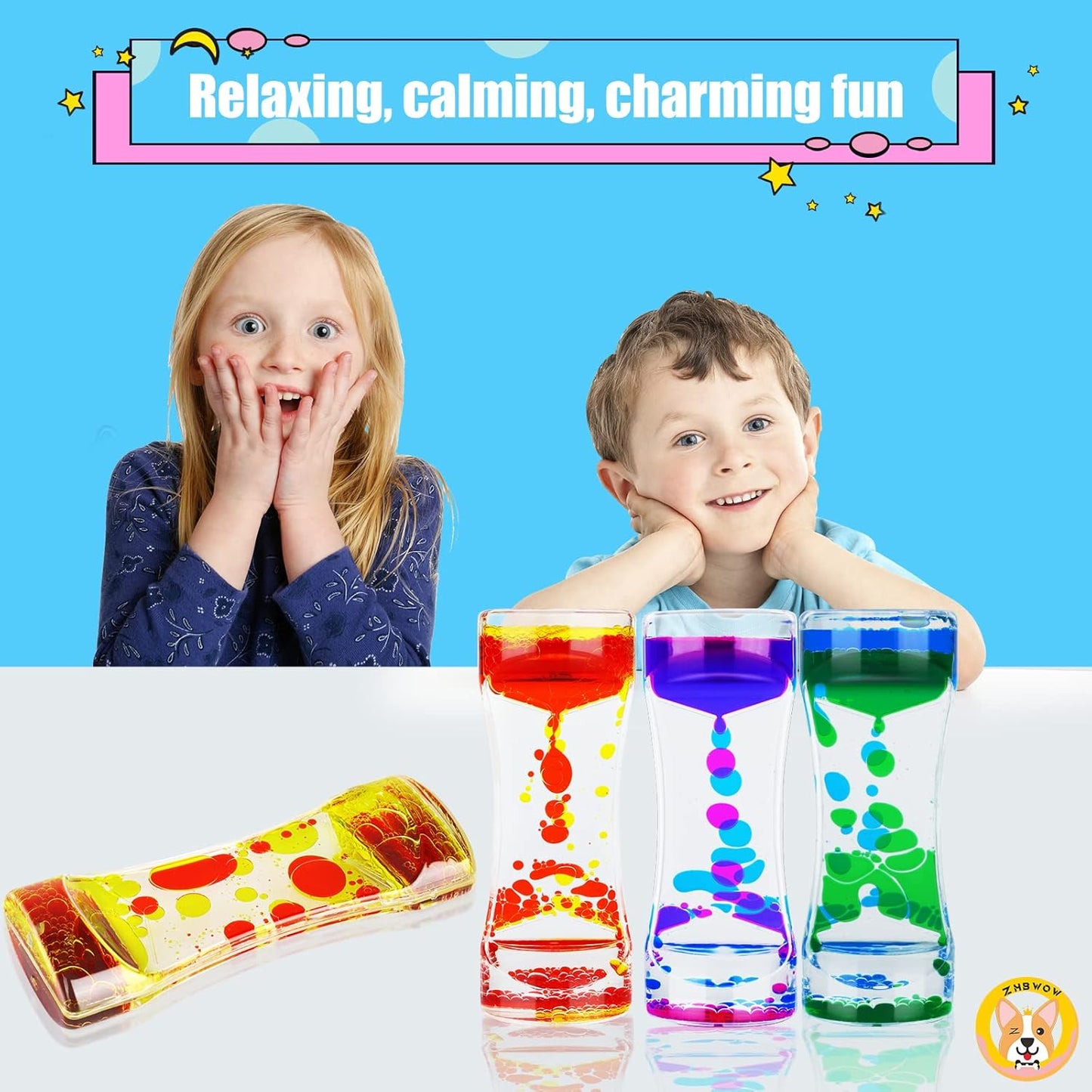 Liquid Motion Bubbler for Kids Adults,Sensory Toys,(3-Pack) Fidget Timer Liquid Toy,Autism Toy,Oil Water Desk Toy,Anxiety Toys，Christmas Stocking Filler Gift