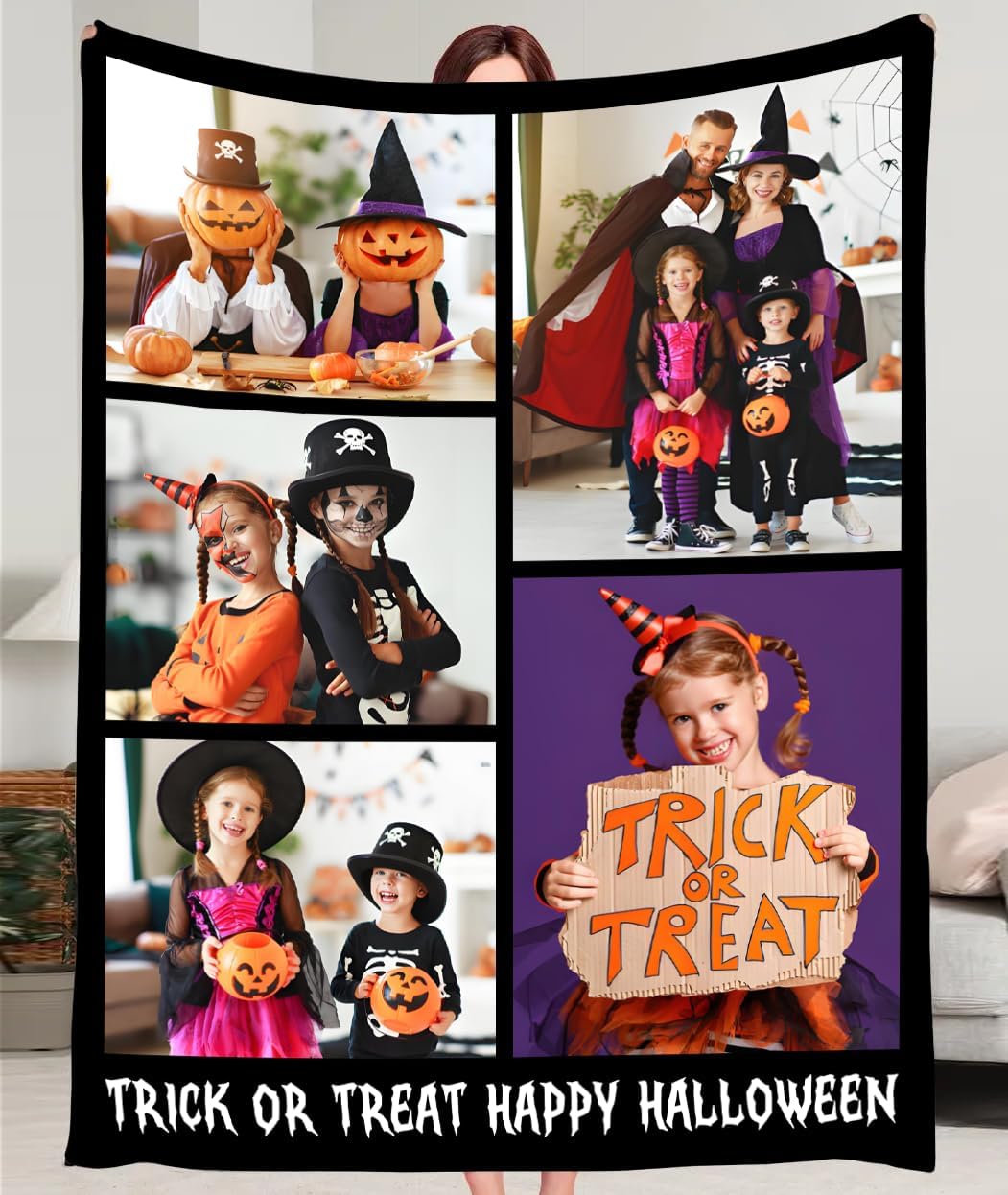 Ships Next Day, Personalized Photo Gifts for Girlfriend, Custom Made Bed Throw Blankets for Kids, Halloween Decoration Blankets with Pictures for Boyfriend, Girlfriend