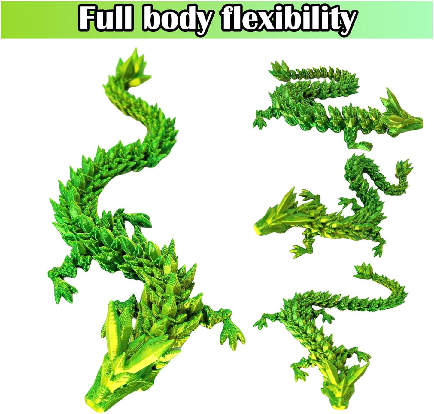 3D Printed Dragon Egg, 3D Printed Articulated Dragon Eggs with Dragon Inside, Crystal Dragon Fidget Toy, Adults Fidget Toys, Mystery Dragon Egg for Autism and ADHD（Laser Yellow Green）