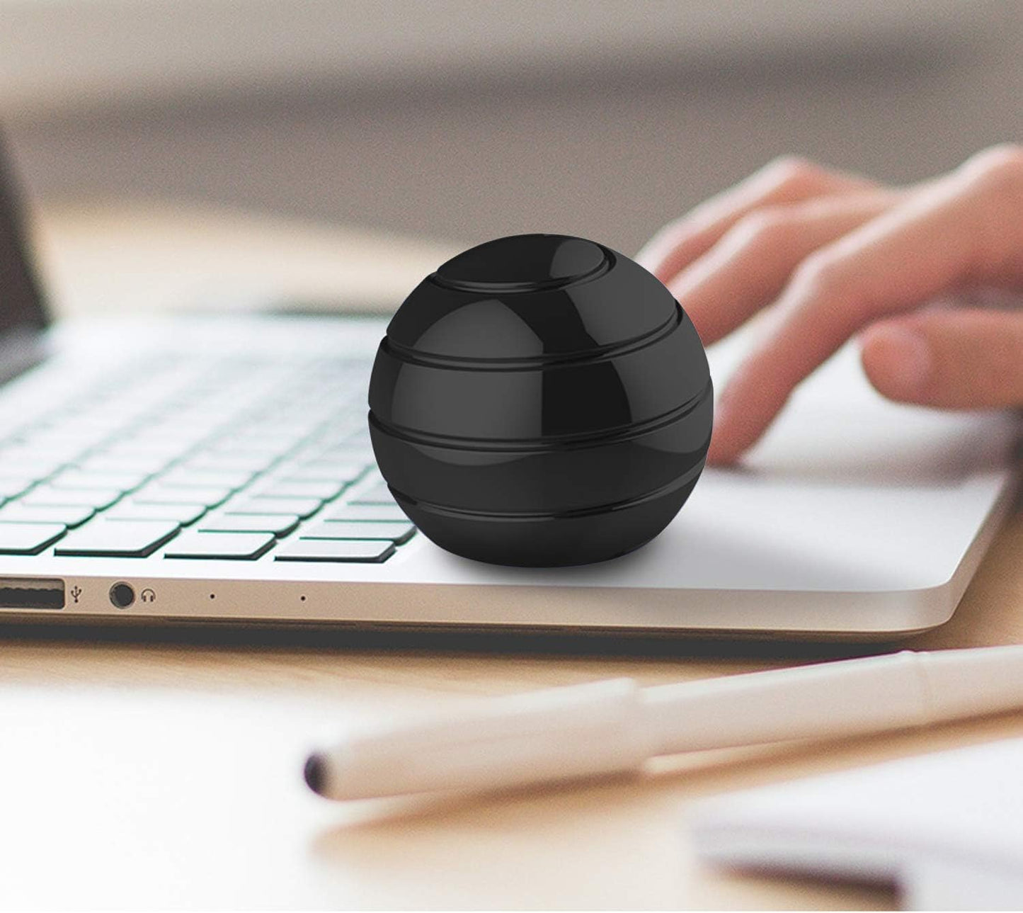 Kinetic Desk Toy,Optical Illusion Metal Fidget Spinning Ball,Office Executive Stress Relief Spinner Toys for Adults & Kids