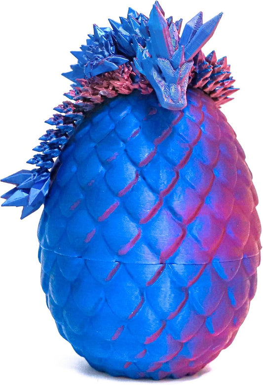 Dragon Egg - 3D Printed Egg with Flexible Dragon Inside, 3D Printed Gift, Articulated Dragon Egg Fidget Toy, Easter Egg ,Figurine Decor (12” Dragon)