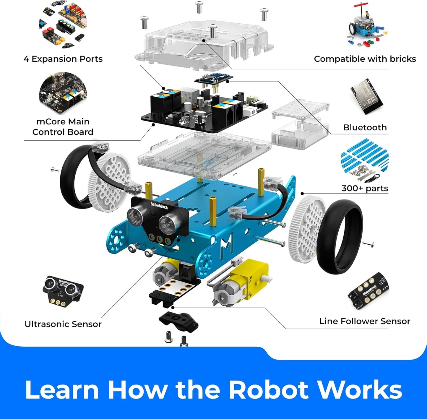 Makeblock mBot Robot Kit, Robotics for Kids Ages 8-12 Learn to Code with Scratch & Arduino, STEM Toys Science Kits for Kids Age 8-12 Boys and Girls Age 8+