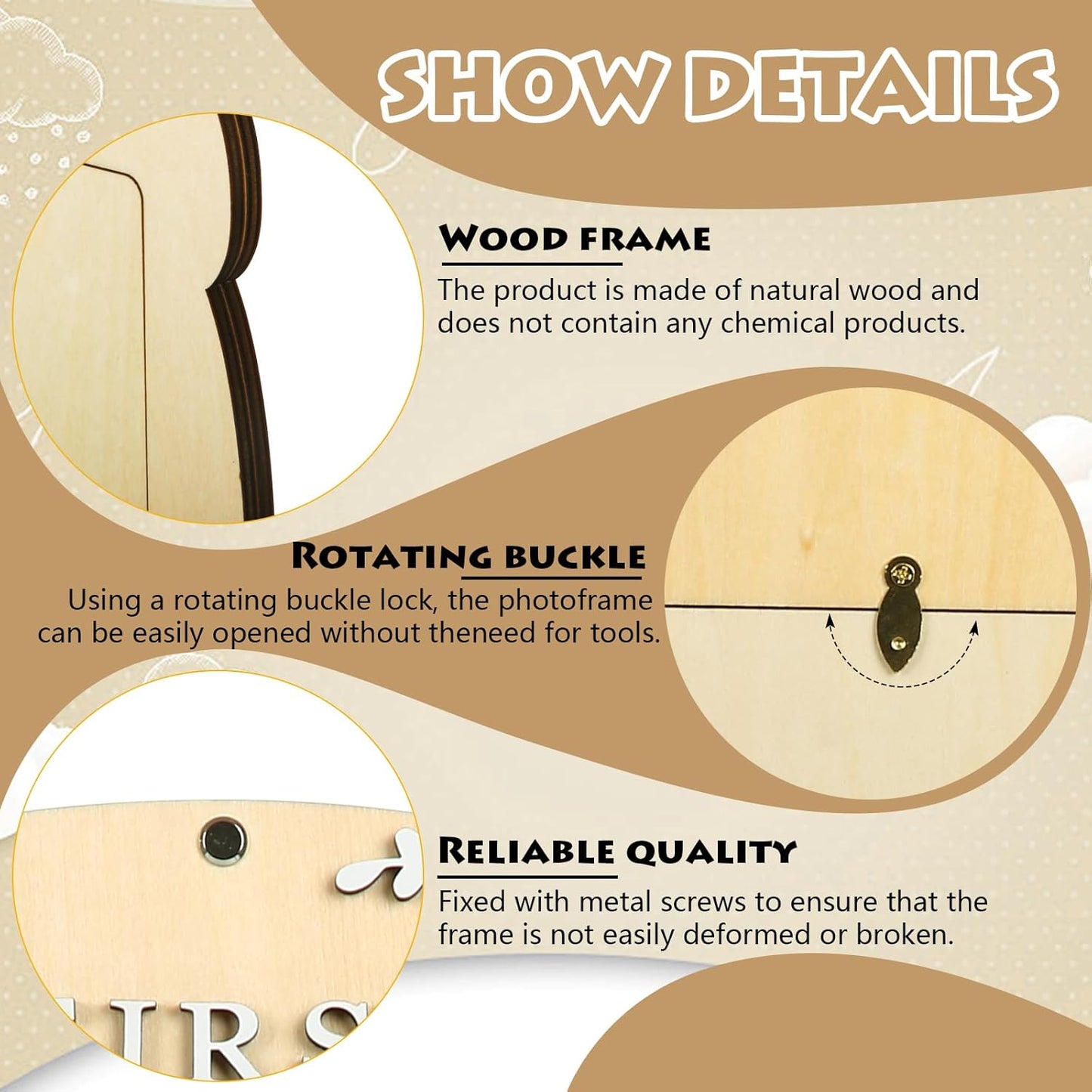 My First Year Picture Frame,One Year Of Photo Board, Baby's First Twelve Months Photo Collage and Gender Neutral Keepsake, Ideal for Baby Shower,New Mom Keepsake Gift and Nursery Decor - With Stand (Cat sign)