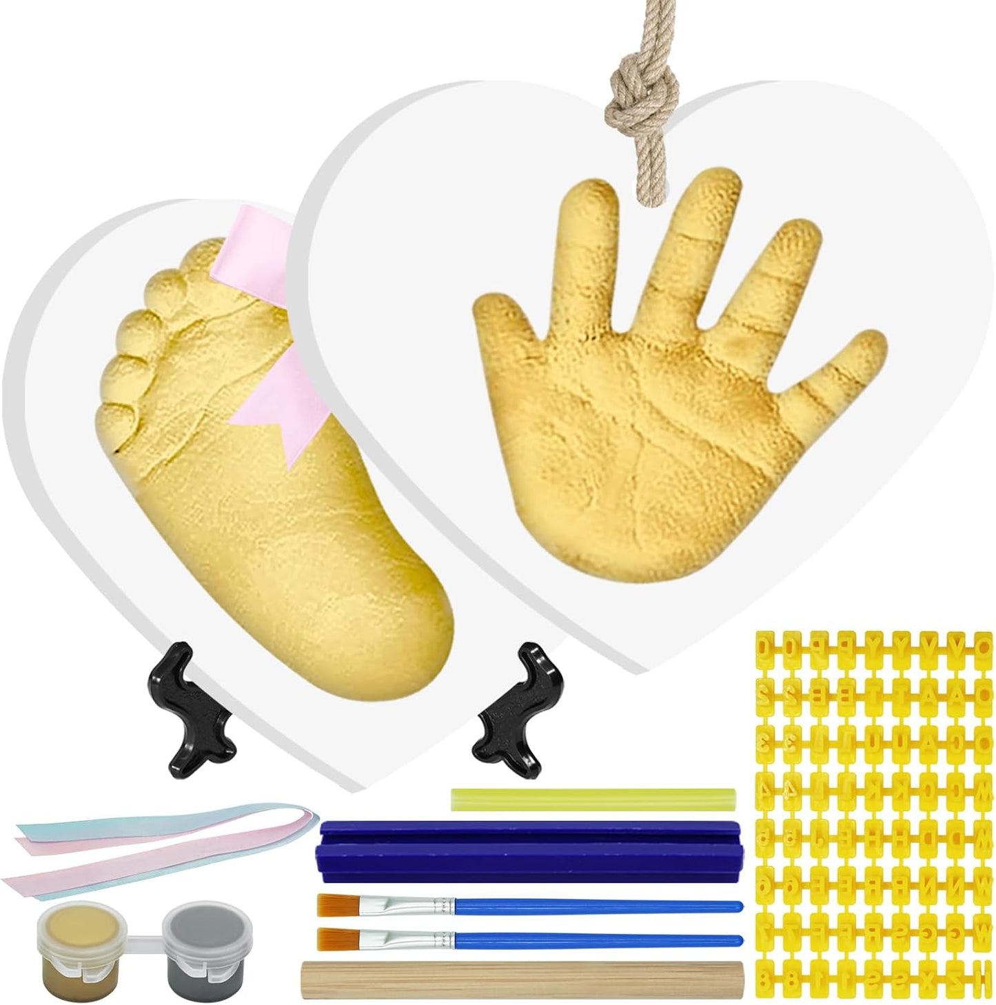 Baby Hand & Footprint Keepsake Kit - Personalized Handprint Footprint Ornament for Newborn Babies, New Mom Gifts, Baby Shower & Registry, Nursery Picture Frame, Pet Paw Print Ornament