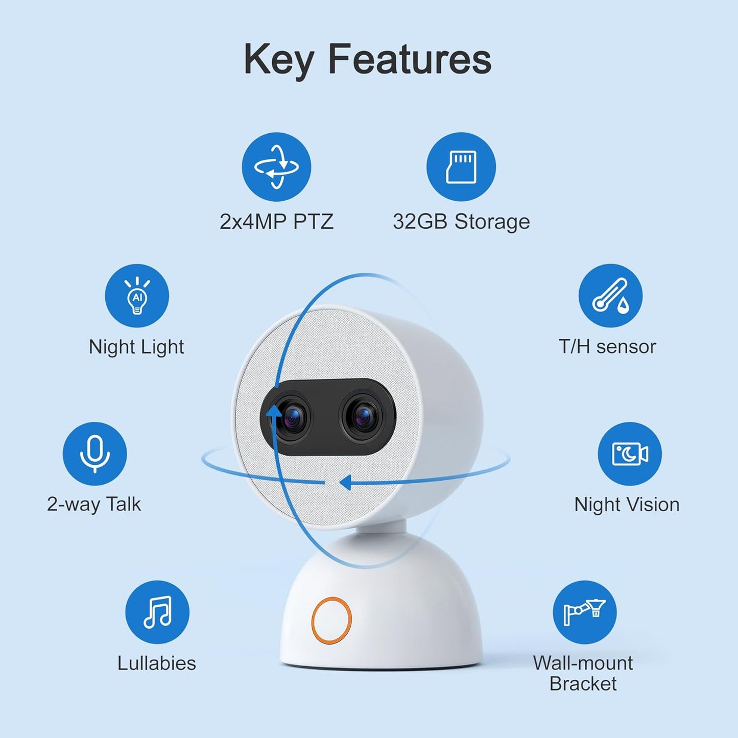 Simsky Smart Baby Monitor with 2×4MP Camera, 6X Optical Quality Zoom, AI Tracking, Intelligence Detection, Pan-Tilt-Zoom, 32GB Local Storage, Add-on Camera Monitor