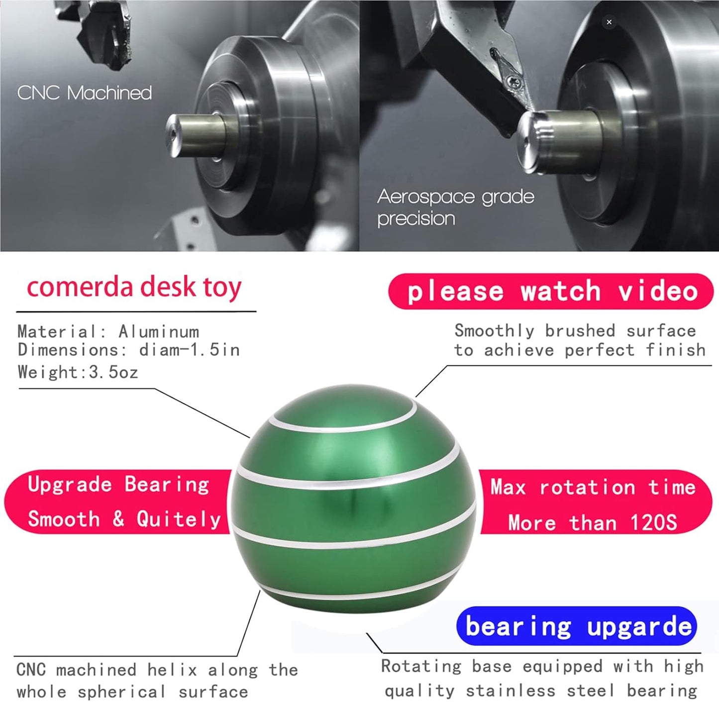 Desk-Fidget-Toys for Kinetic-Toy: Cool-Gadgets Cool-Stuff for Adults Kids Teens, Spinning Up to 180 Seconds, Stress Relief Toy for Christmas Optical-Illusion Gift for Office School Home Women Men