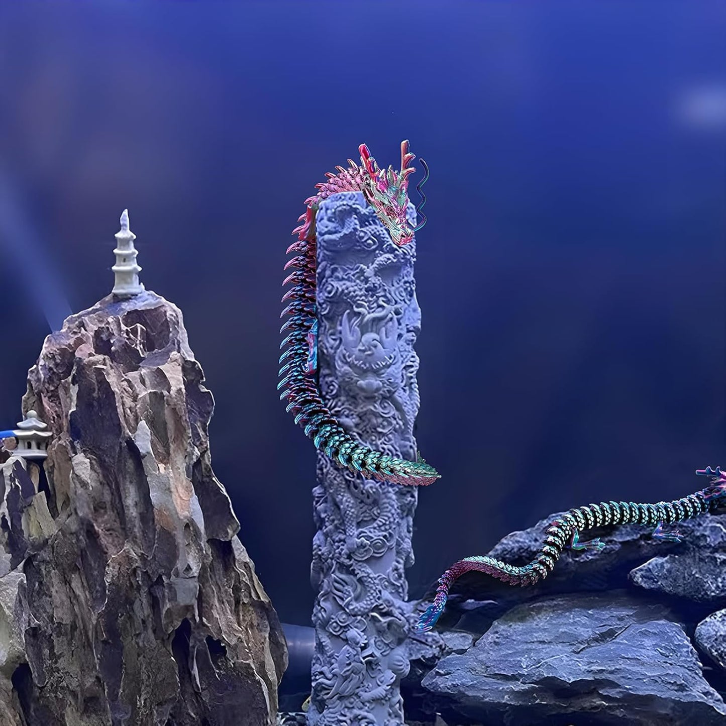 3D Printed Dragon Fidget Toy, 18in Surprise Mystery Dragon, Crystal Dragon Fidget Toy, Articulated Pye Dragon Fish/Display Cabinet/Home/Office Desktop Decor (Cream White Matte)