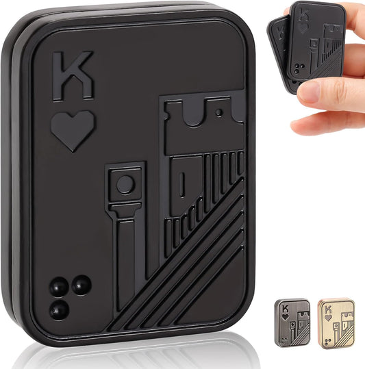 Fidget Slider, Metal Poker Push Card, Fidget Toy, Fidget Clicker, Fidget Toys for Adults Teens, Relieve Stress Anxiety ADHD, Gift for Boyfriend, Husband and Father (Black K)
